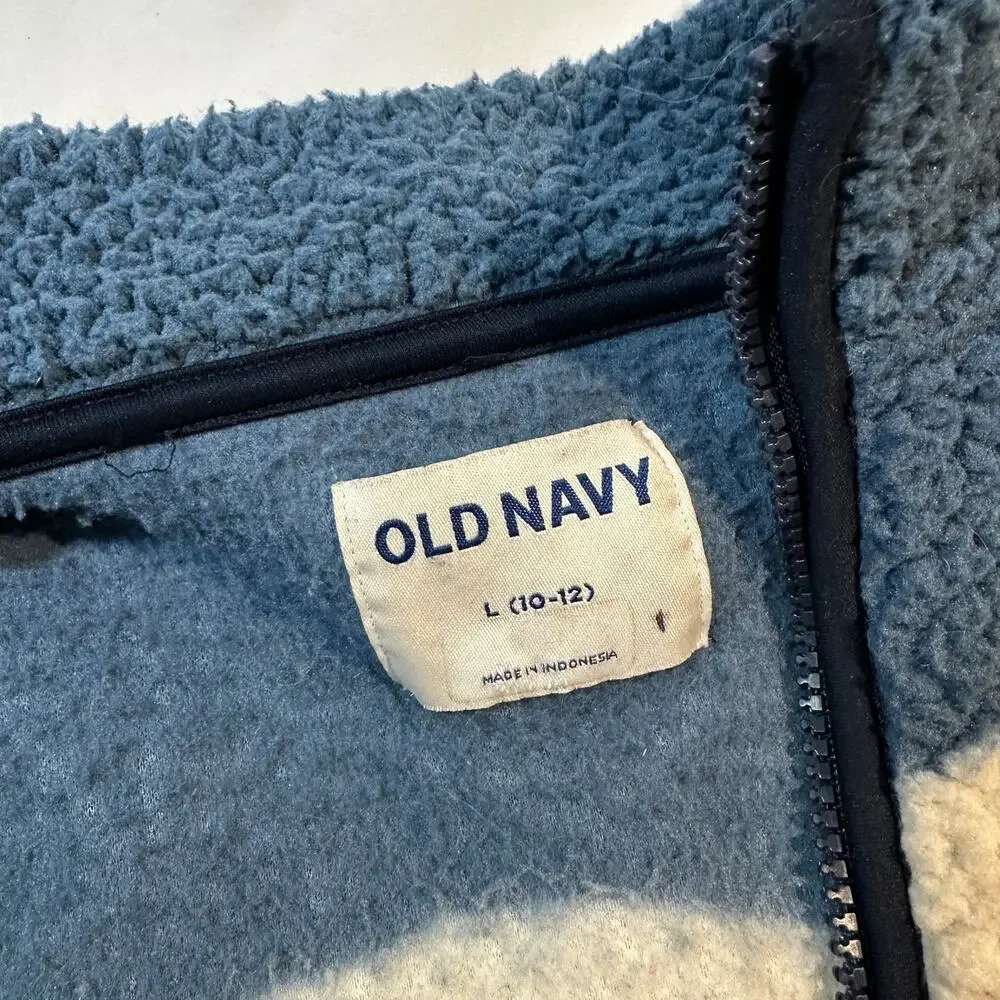 Old Navy Brown Bear Sherpa Zip Up Jacket Sweater Size L (10-12)